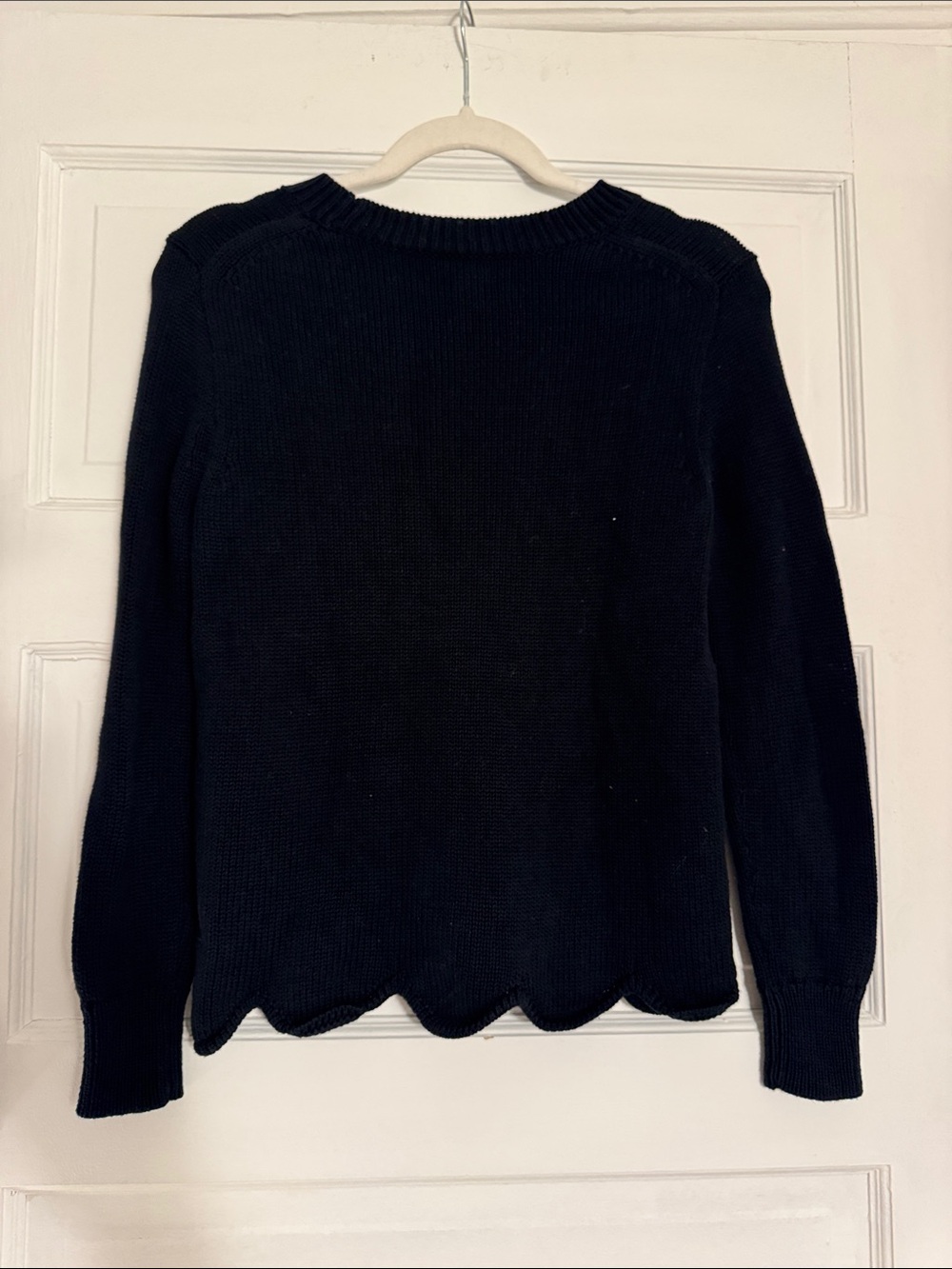 J. Crew Black Scalloped Hem Crewneck Sweater
